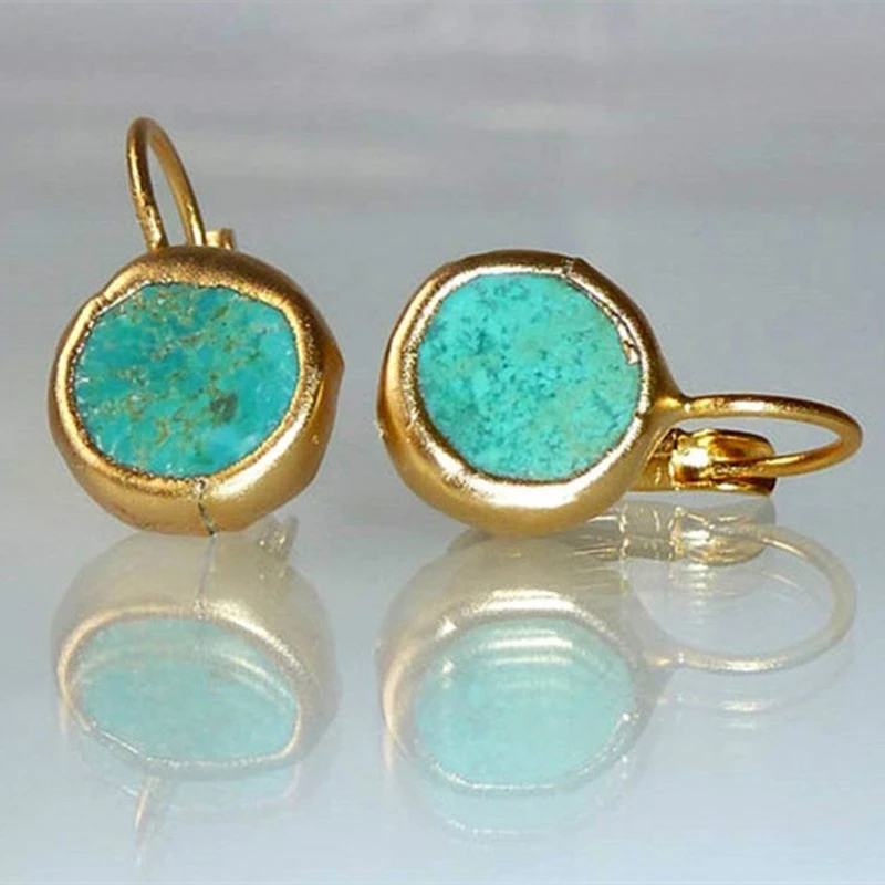 Lynor™ | Gold Earrings with Turquoise Stone – Bohemian Elegance in Blue