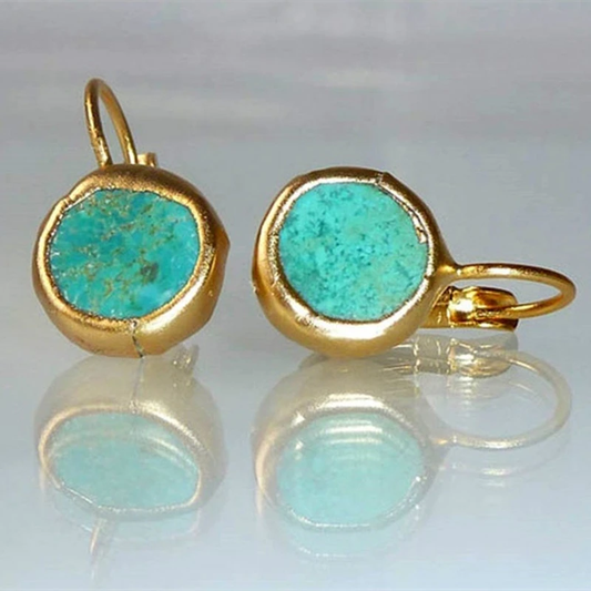 Lynor™ | Gold Earrings with Turquoise Stone – Bohemian Elegance in Blue