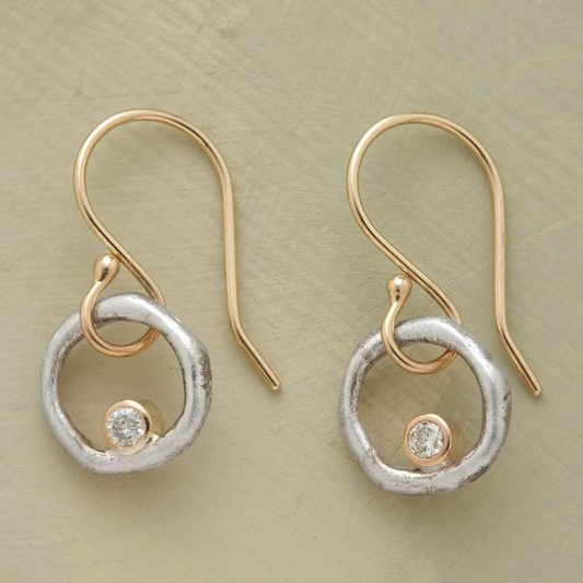 Lynor™ | Vintage Gold & Silver Zirconia Earrings – Radiant Two-Tone Elegance