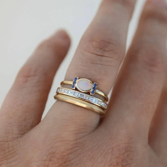 Lynor™ | Vintage Gold Opal Ring Set