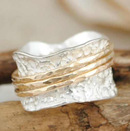 Lynor™ | Thin Vintage Spinner Ring in Gold & Silver