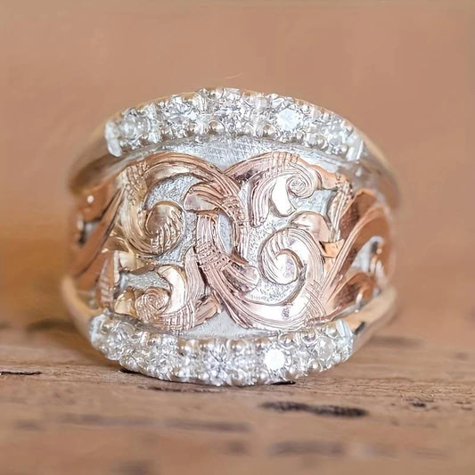Lynor™ | Vintage Silver Ring with Rose Detail – Delicate Floral Charm