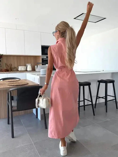 Lynor™ | Flowy Denim Maxi Dress