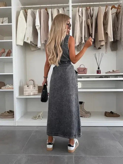 Lynor™ | Flowy Denim Maxi Dress