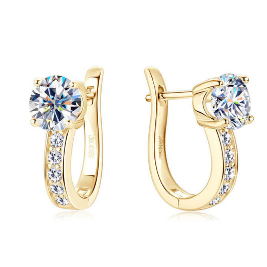 Lynor™ | Channel Moissanite Huggies – Sleek 18K Gold with Brilliant Sparkle