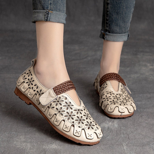 Lynor™ | Women’s Comfortable Cowhide Leather Flats – Soft Support with Natural Elegance