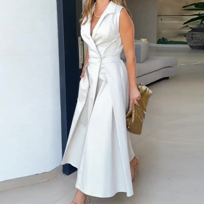 Lynor™ | V-Neck Midi Dress – Effortless Elegance with a Flattering Silhouette