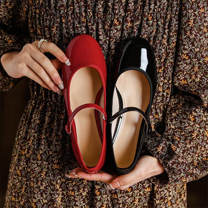 Lynor™ | Vintage Cowhide Leather Ballet Flats – Timeless Craftsmanship in Every Step