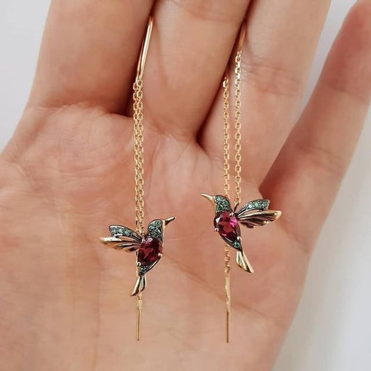 Lynor™ | Hummingbird Enamel Earrings with Zirconia – Colorful Grace in Flight
