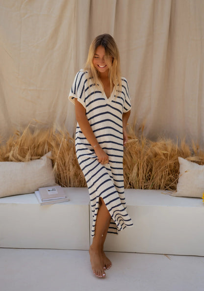 Lynor™ | Striped Knit Dress – Cozy Texture Meets Timeless Style
