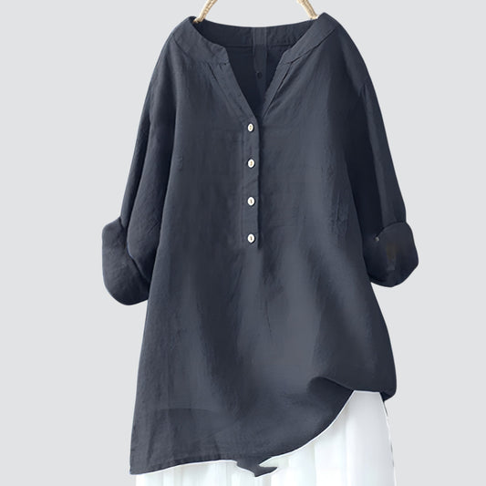 Lynor™ | Cool & Comfortable Linen Blouse – Effortless Style in Natural Fabric